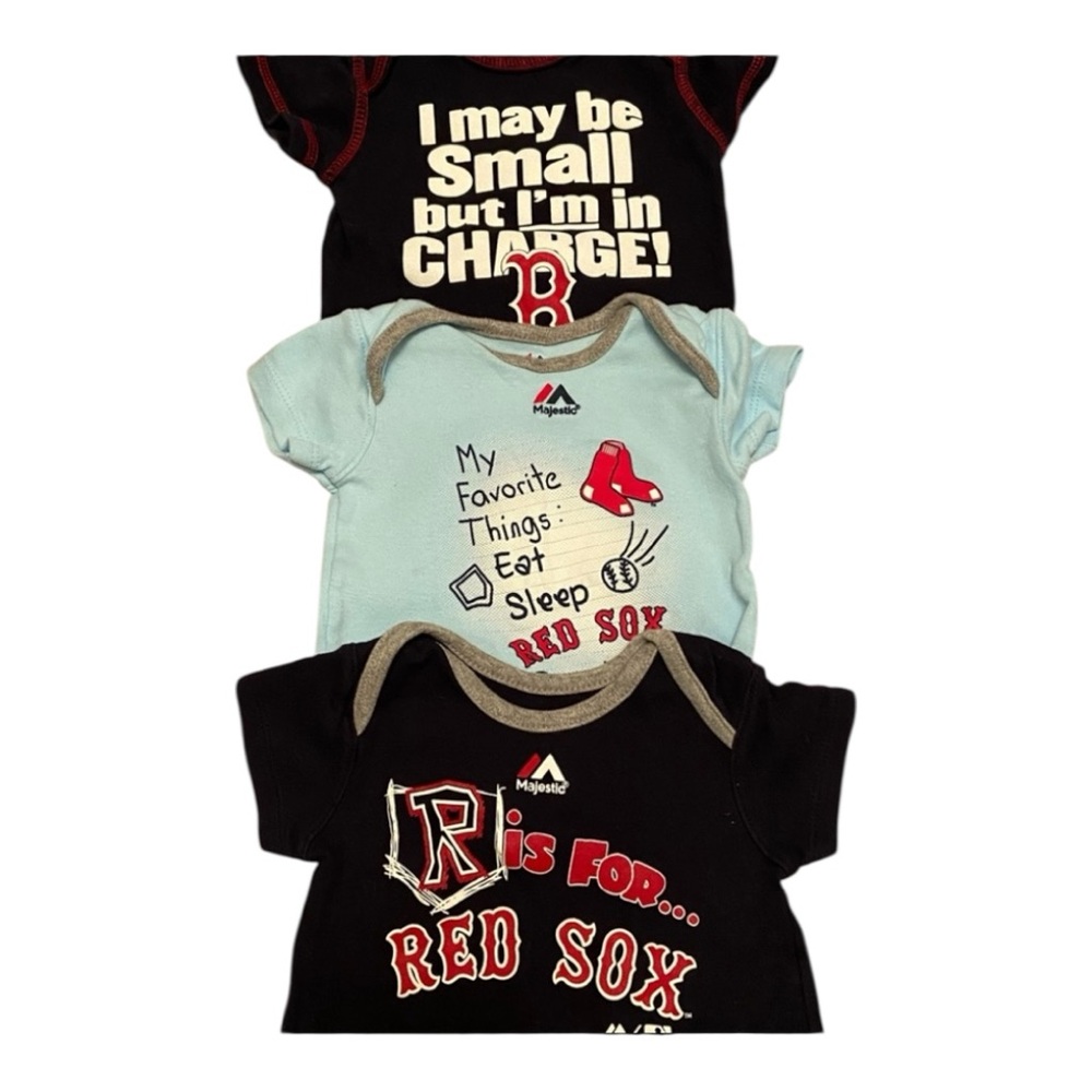 Majestic Boston Red Sox baseball onesies bundle of 3